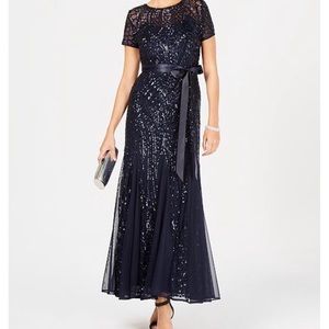NWT R&M Richards 1875 navy beaded gown